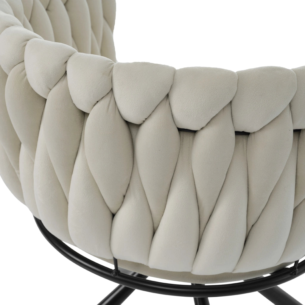 Sedia da Pranzo Girevole in Velluto, Set 2 Pezzi ¨C Xylo ¨C Beige, Gambe in Metallo