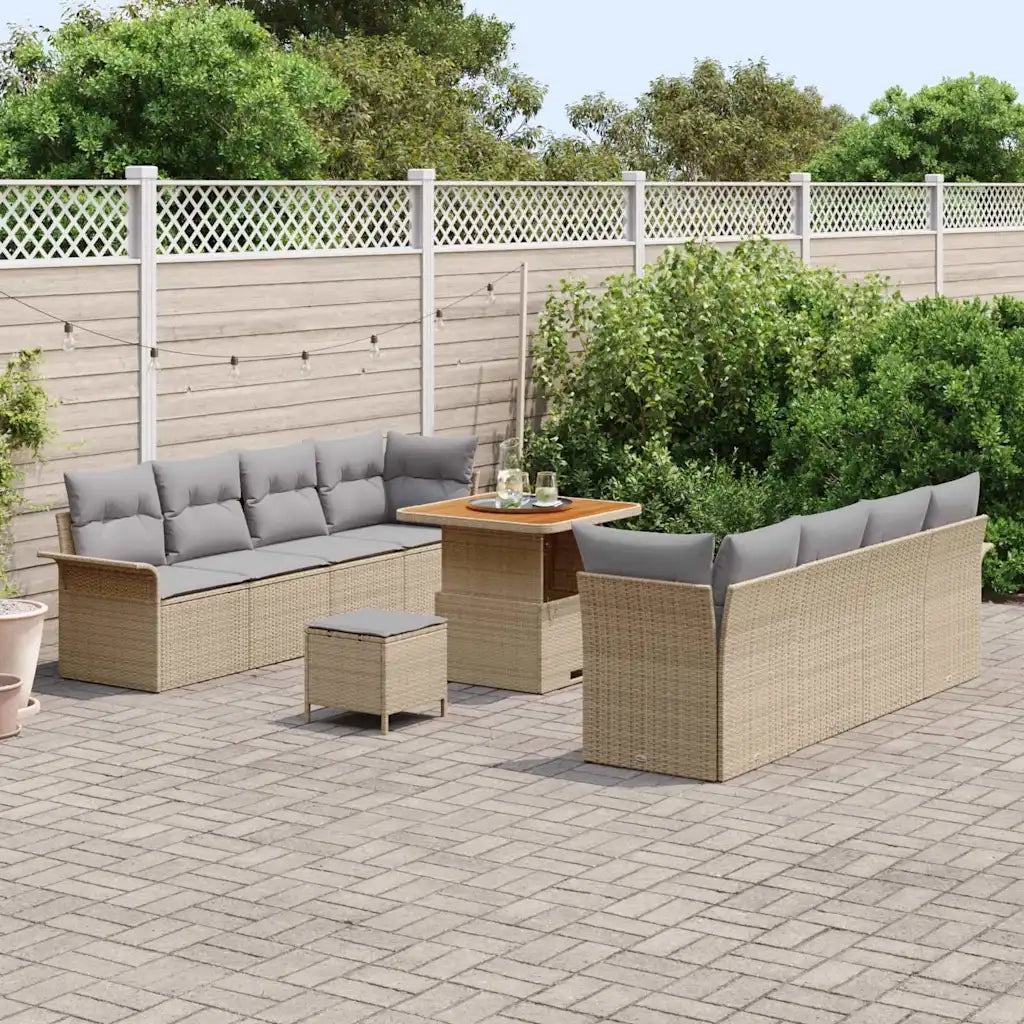 Set Divano da Giardino con cuscino 11 pcs Beige polyrattan 3362107