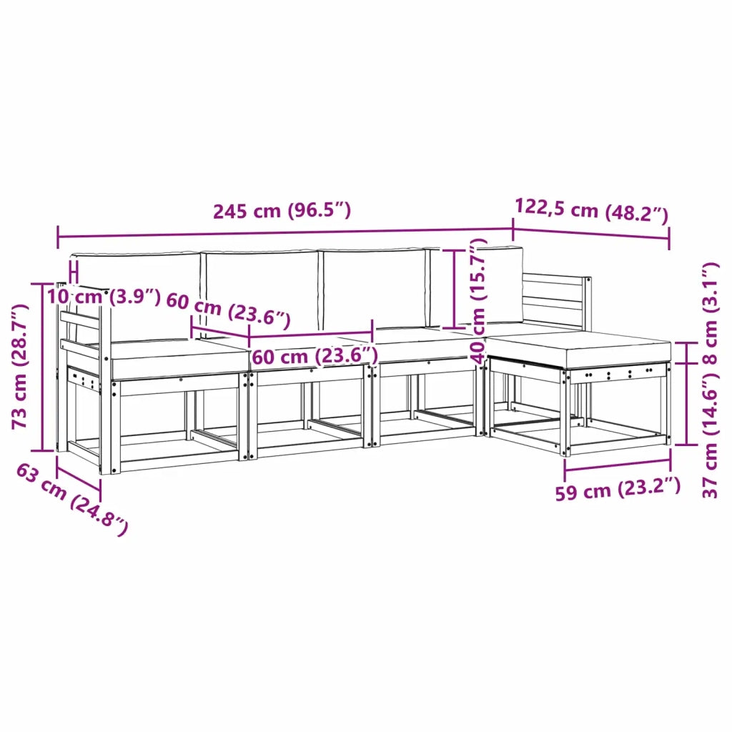 Set di divani da esterno 5 pz Bianco e Antracite 3387476