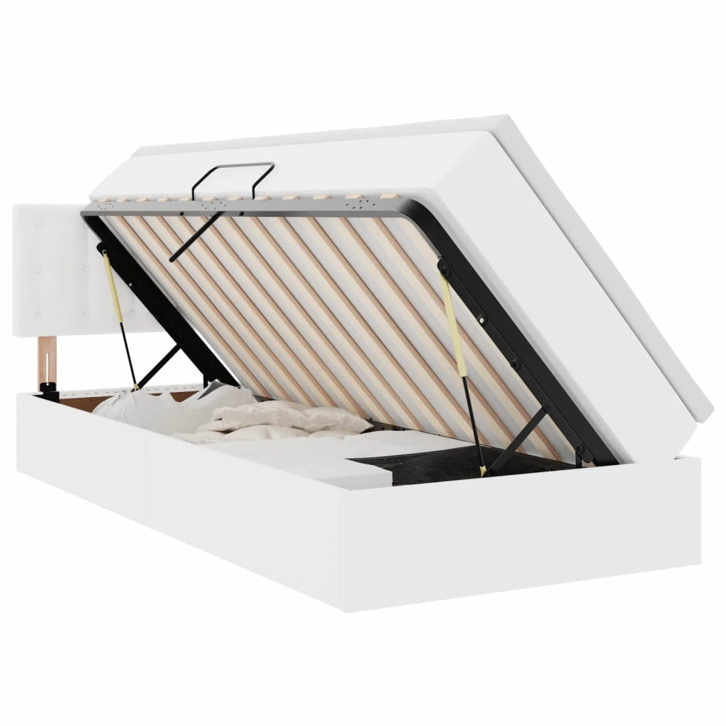 Letto con contenitore e materasso Bianco Puro 90 x 200 cm