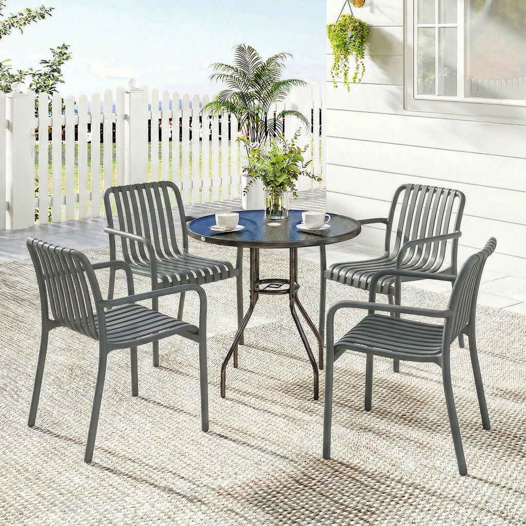 Set sedie da giardino impilabili ¨C Minimal ¨C grigio scuro 4 pezzi