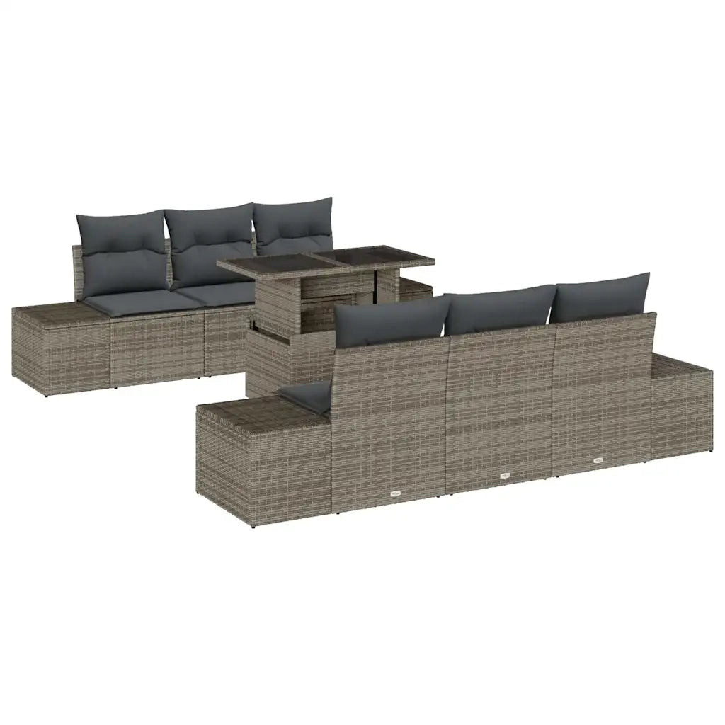 Set di divani con cuscino 7 pcs Grigio polyrattan