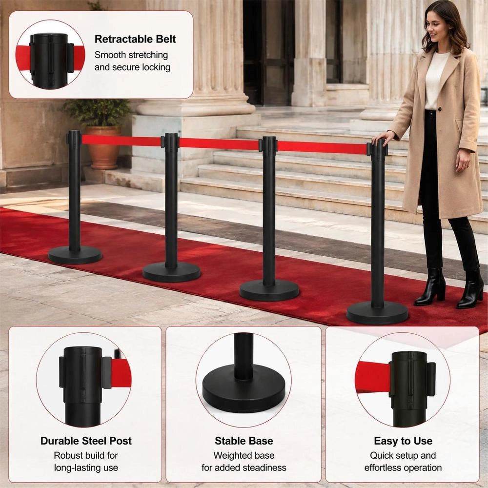 Crowd Control Systems, 4 Pieces, Iron, Black