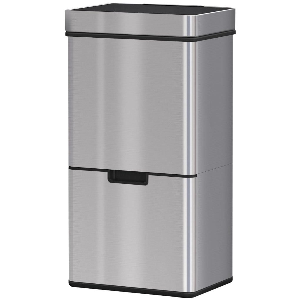 Pattumiera Automatica con Sensore 72L (47L + 2x12,5L), Cestino Differenziata in Acciaio Inox per Cucina, Argento