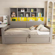 Letto singolo multifunzione 90x200 cm con contenitore idraulico, illuminazione LED e presa elettrica, grigio