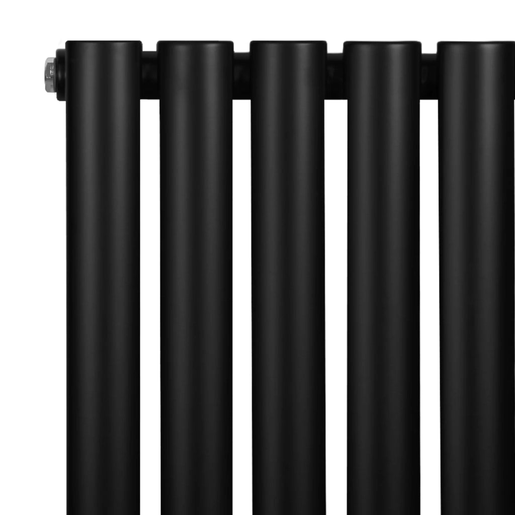 Radiatore Orizzontale Ovale 600x1200mm Nero con Valvole TRV