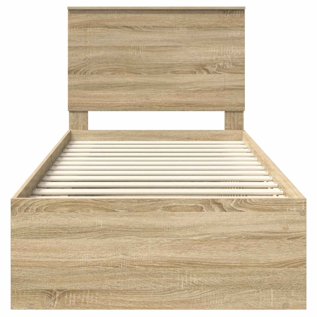 Letto singolo | Letto per adulti | Struttura del letto Rovere Sonoma 75 x 190 cm Pino massello