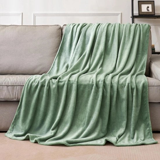 Deken morbido e soffice per letto e divano, verde, 230 x 270 cm