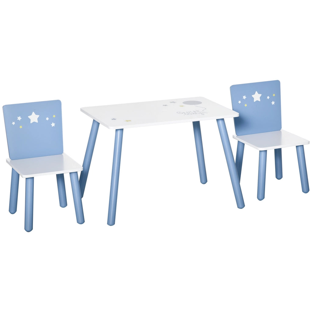 Tavolo Bambini con Sedie ¨C zephmum ¨C Legno Azzurro e Bianco