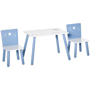 Tavolo Bambini con Sedie ¨C zephmum ¨C Legno Azzurro e Bianco