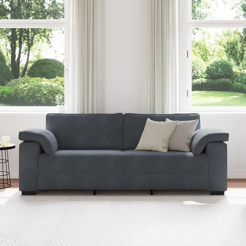 Divano a 3 Posti-Sofa 3 Posti Grigio Scuro 178 cm in Velluto
