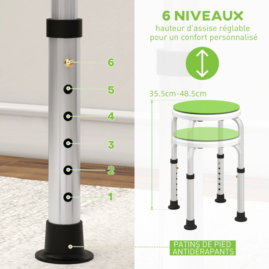 Sgabello da doccia girevole 360¡ã ¨C Xylo ¨C alluminio antiscivolo altezza regolabile