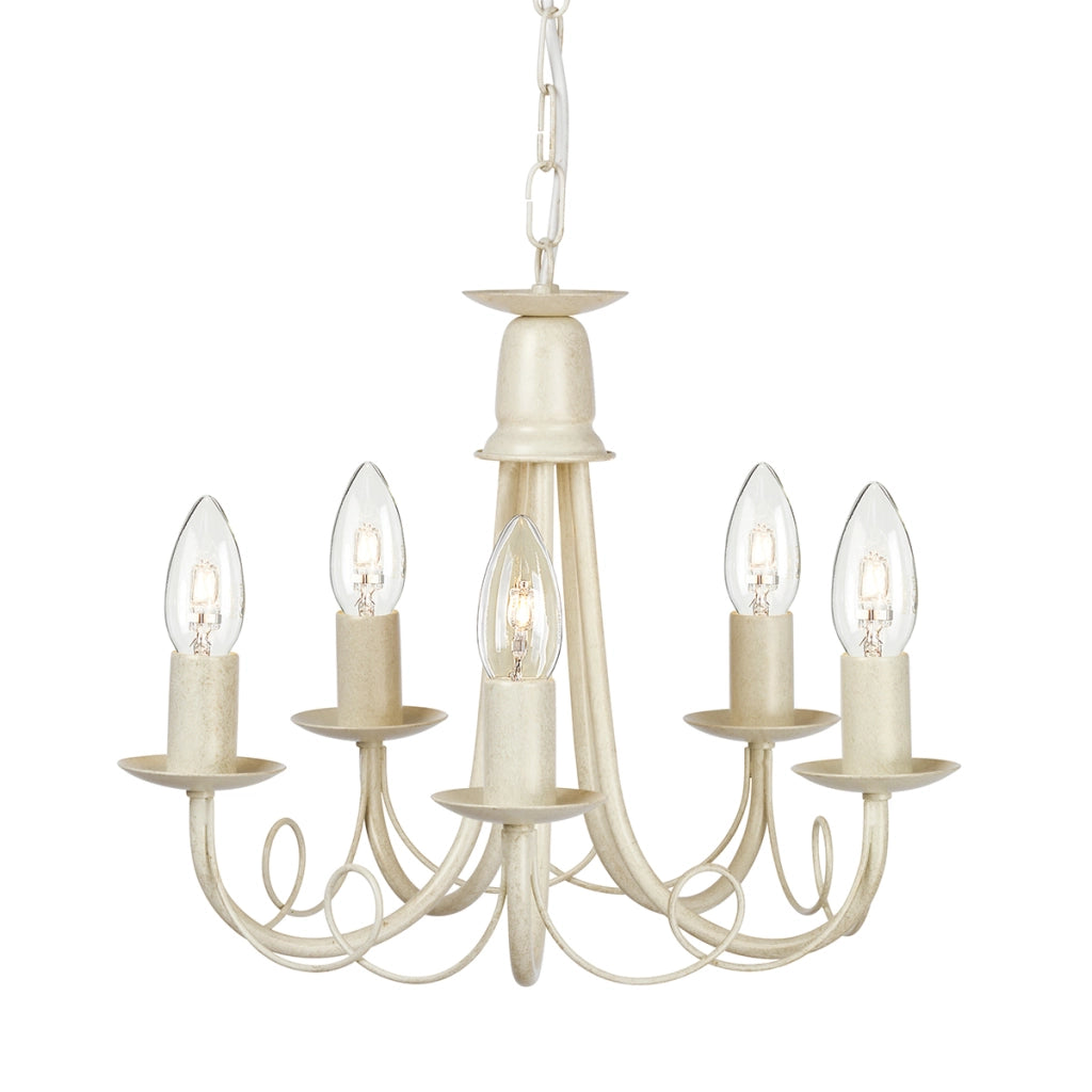 Lampadario Minster avorio oro patina 5 luci E14 Elstead