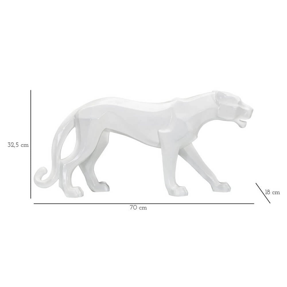 Scultura pantera bianca design cm 70X18X32,5 - PANTHARA