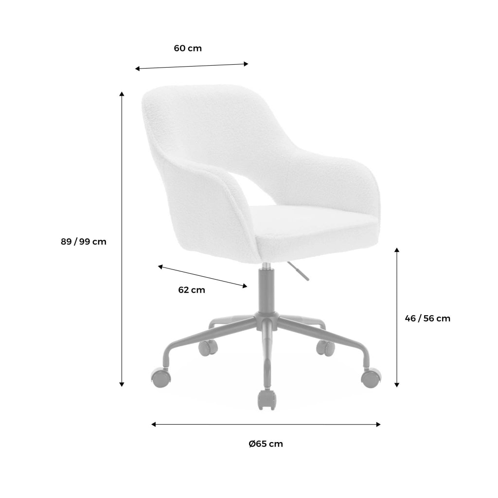 Sedia da ufficio bouclé con rotelle, bianco