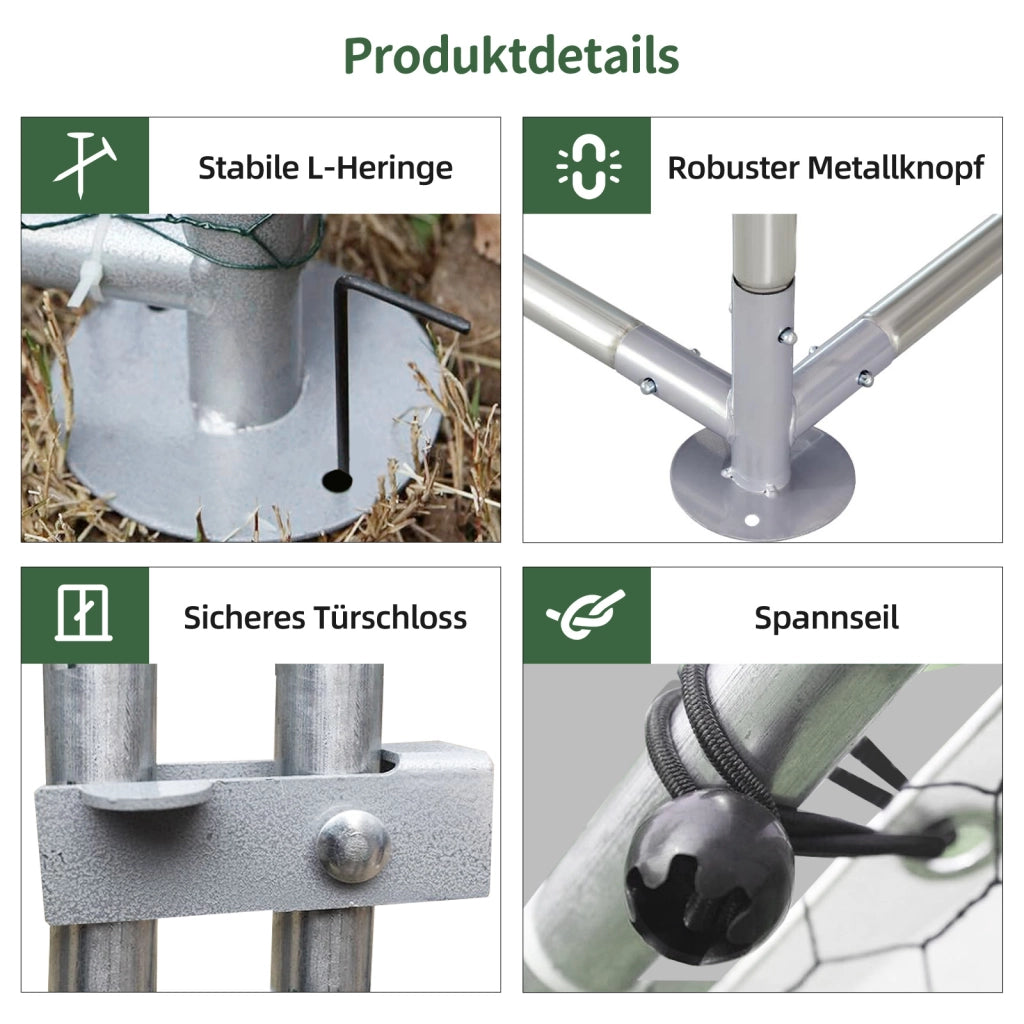 Recinto per Animali Domestici ¨C Minimal ¨C Metallo 3x4x2m con Serratura di Sicurezza e Telo PE Impermeabile