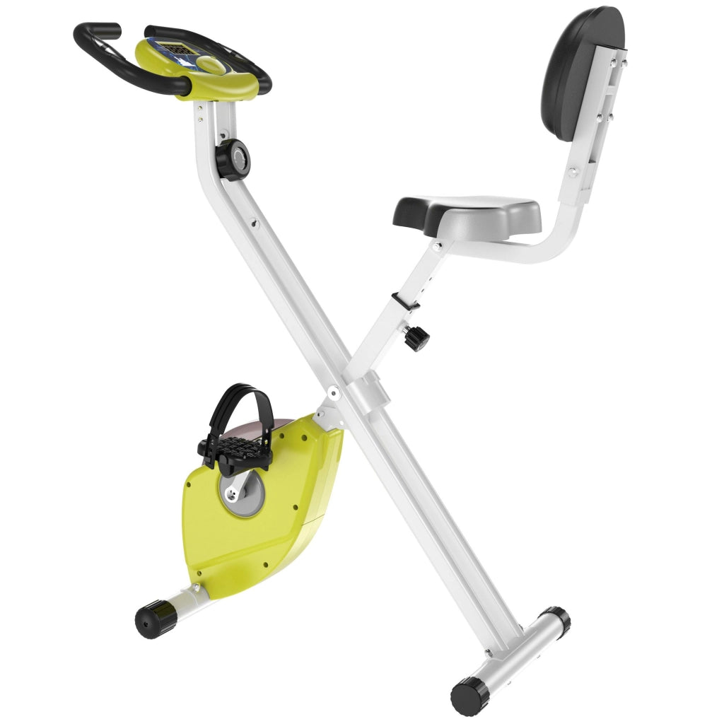 Cyclette Pieghevole da Fitness in Acciaio,Cyclette Magnetica Pieghevole da Casa con Altezza Regolabile,Resistenza Magnetica a 8 Livelli,Schermo LCD,43x97x109cm,Giallo