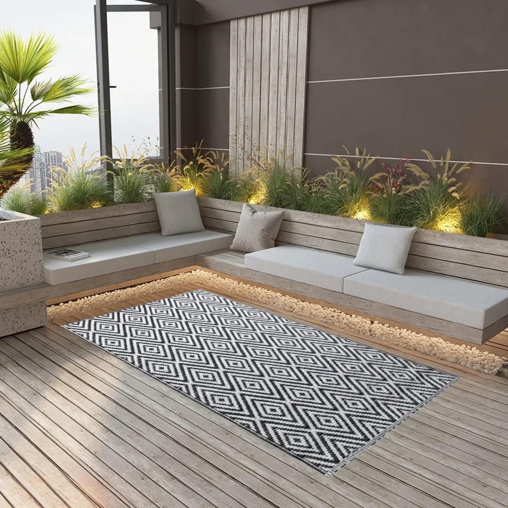 Tappeto da Esterni ARAKIL Bianco e Nero 160x230 cm in PP CFW5655417