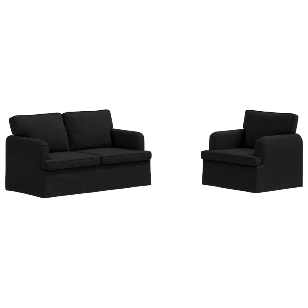 Divano 2 pcs Nero 144 x 80 x 85 cm Tessuto