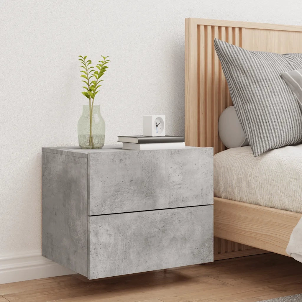 Comodino a Parete con Luci LED Grigio Cemento 836818