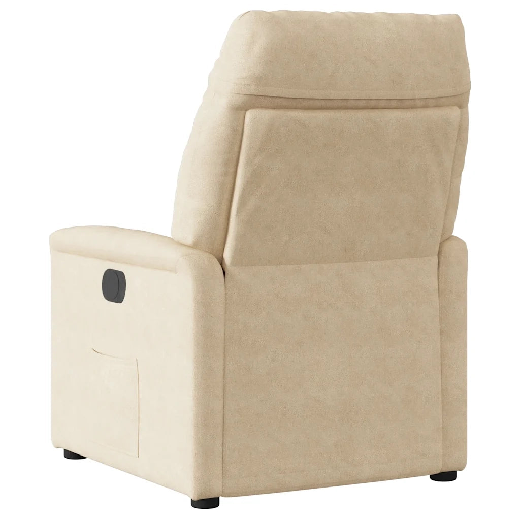 Divano Sedia-Poltrona Reclinabile Elettrica Crema in Tessuto di Microfibra 480578