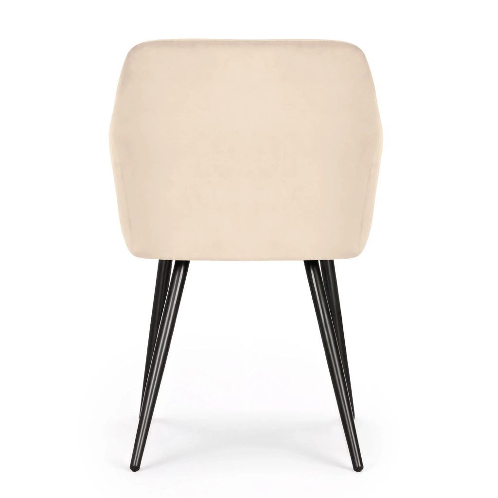 Set di 2 Sedie in velluto liscio ESTELLE Beige gambe nere