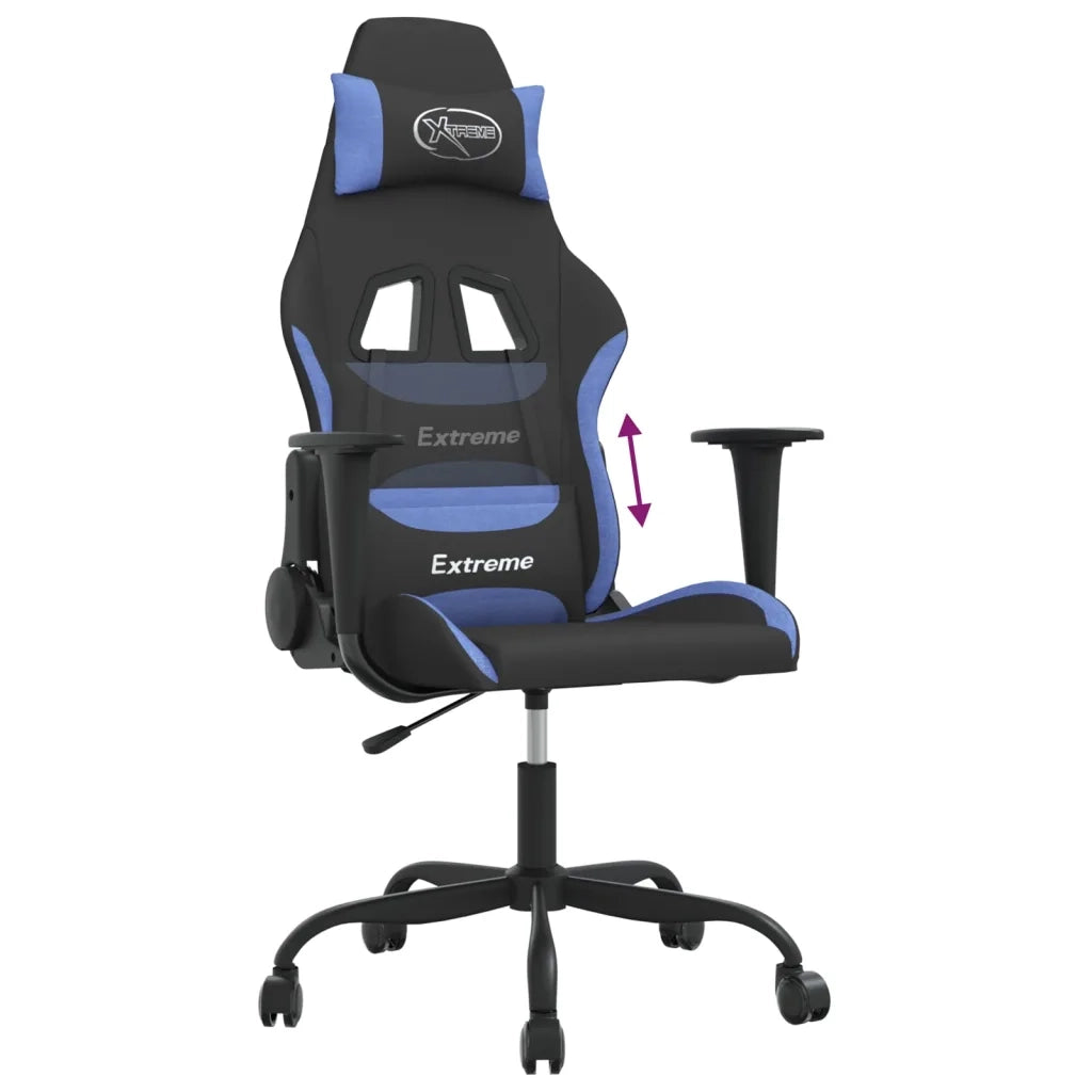 Sedia da Gaming | Sedia da e-sports Nero e Blu in Tessuto