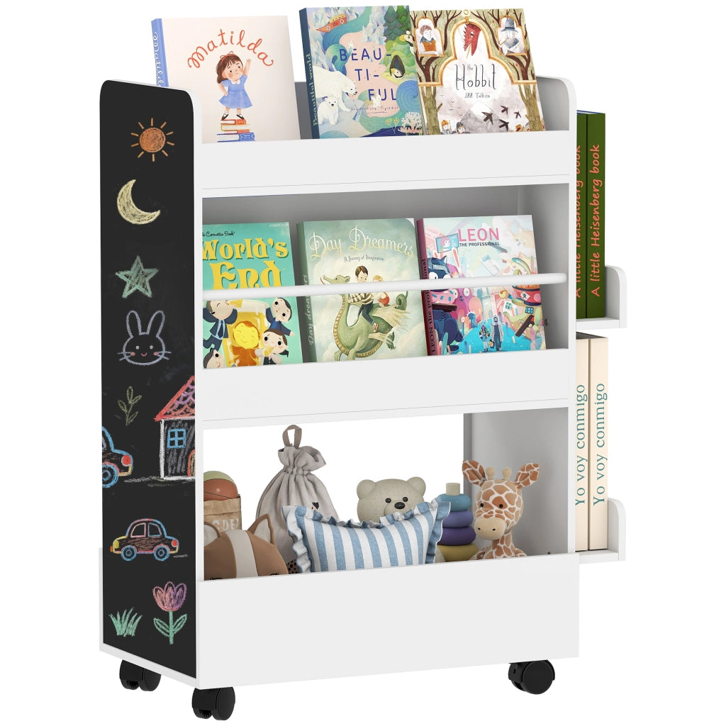 Libreria per Bambini con Lavagna e Ruote ¨C Minimal ¨C Bianco