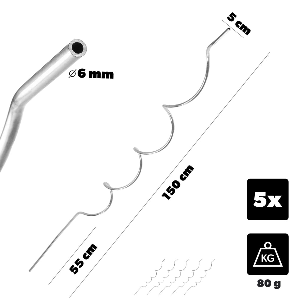 Palo a spirale KADAX per pomodori, fagioli e cetrioli, supporto per piante, 150 cm, 5 pezzi