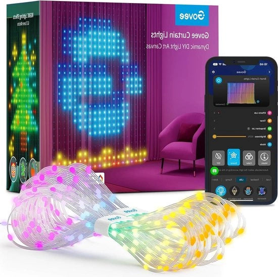 Illuminazione a Sfere Lampada a LED per Tende 520 LED RGBIC Tenda LED per DIY Effetti di Luce Rete Wi-Fi LED per Esterni Lampada a LED per Natale Tenda LED 86+ Modi IP65 Resistenente all'Acqua Dimensione (15 x 2 m)