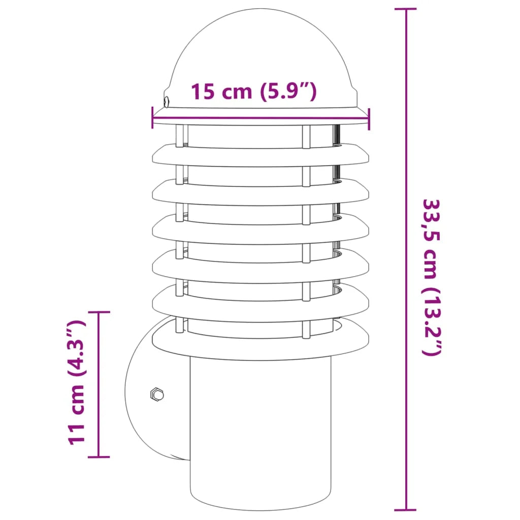 Applique da esterno 15 x 15 x 33,5 cm resistente alle intemperie design moderno in acciaio inox argento 02_0056567