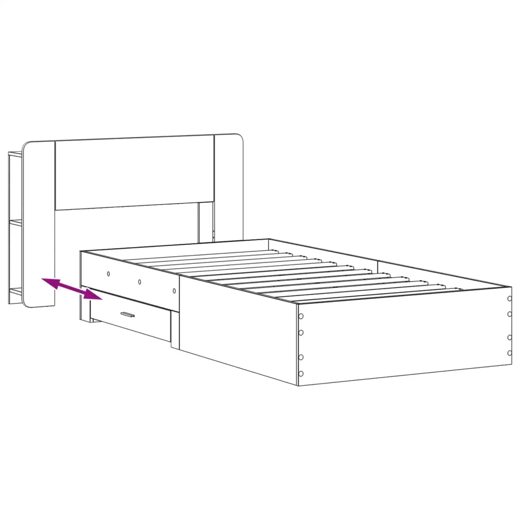 Letto singolo | Letto per adulti | Telaio del letto con storage Legno antico 90 x 190 cm