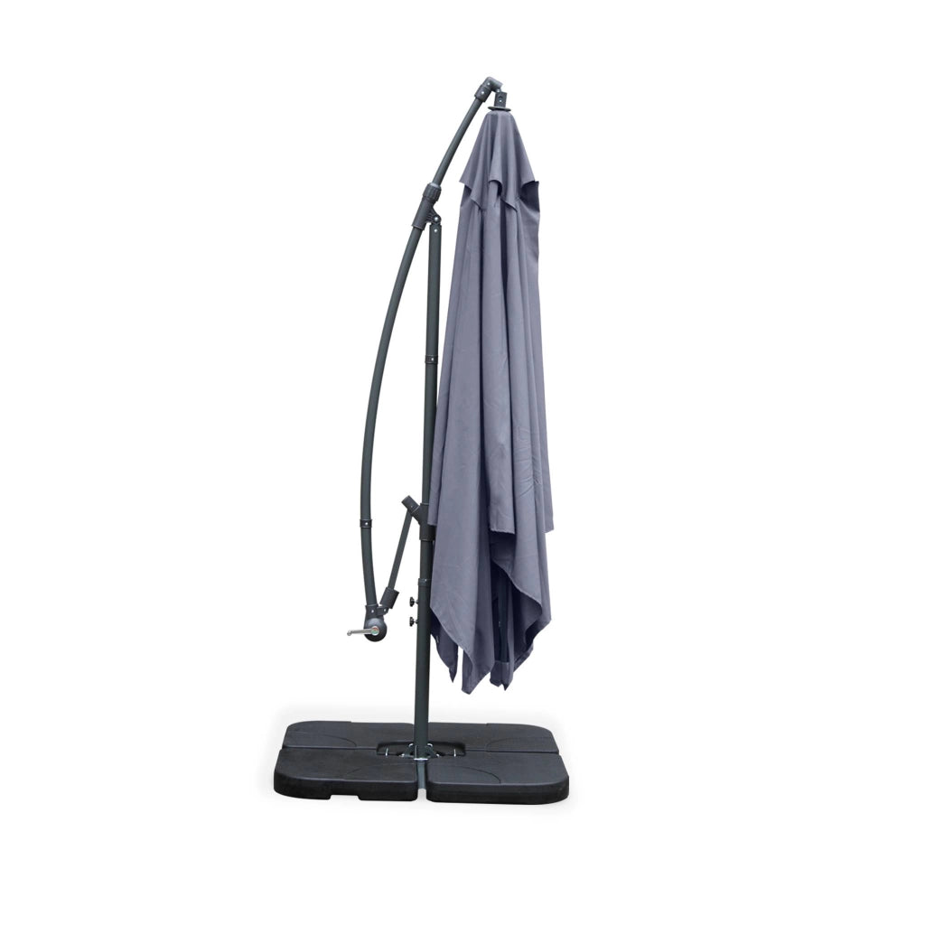 Ombrellone quadrato eccentrico, 3x3m, grigio
