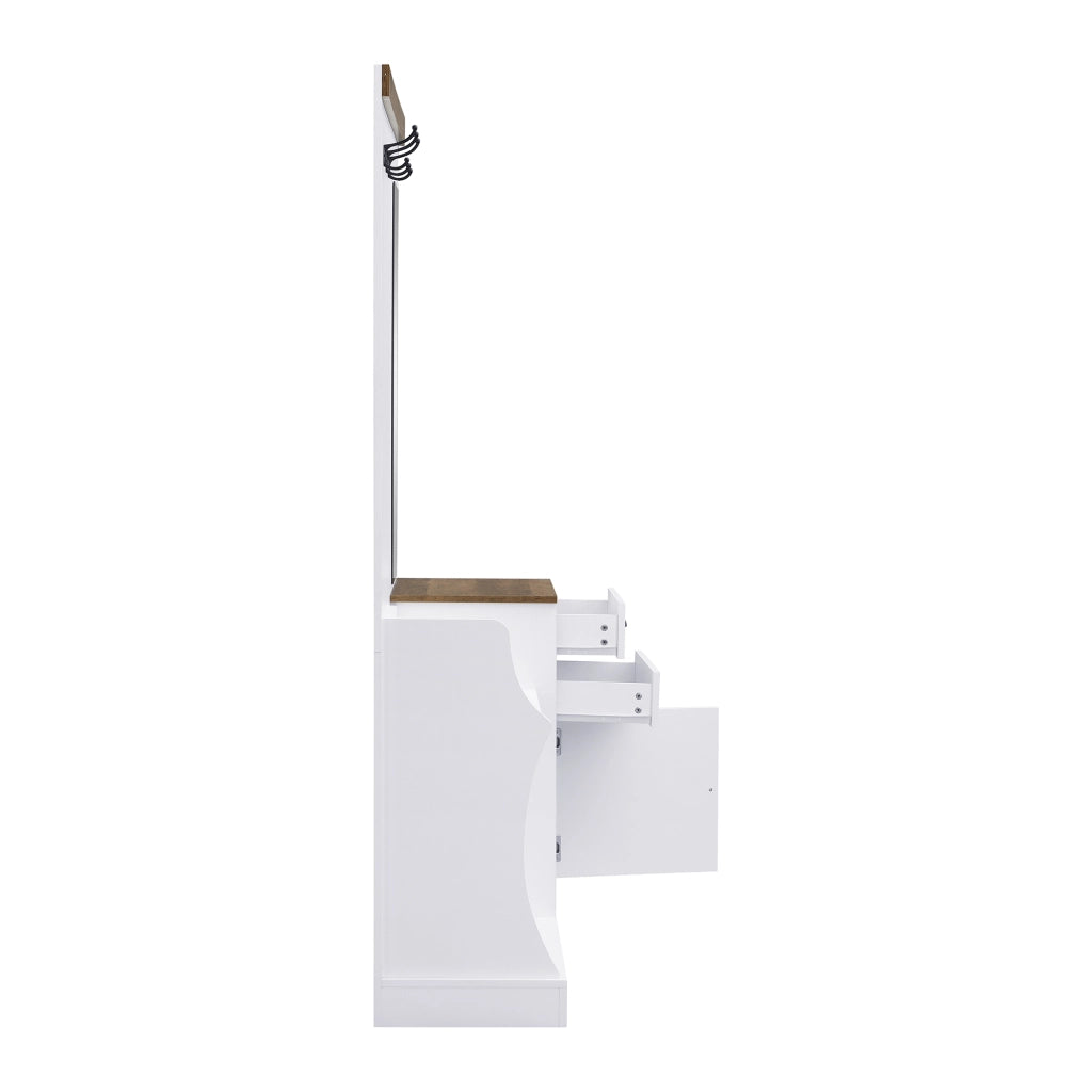 Set mobile ingresso con specchio, ganci, cassetti e portaombrelli