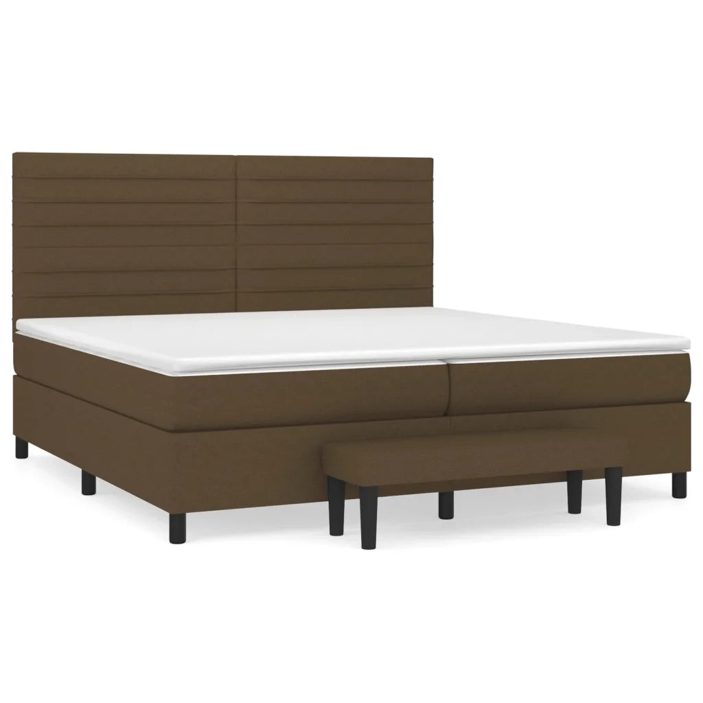 Giroletto a Molle con Materasso Marrone Scuro 200x200cm Tessuto 3136704