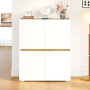 Credenza alta con 4 ante e 8 scomparti 90x40x110 cm in truciolare bianco rovere