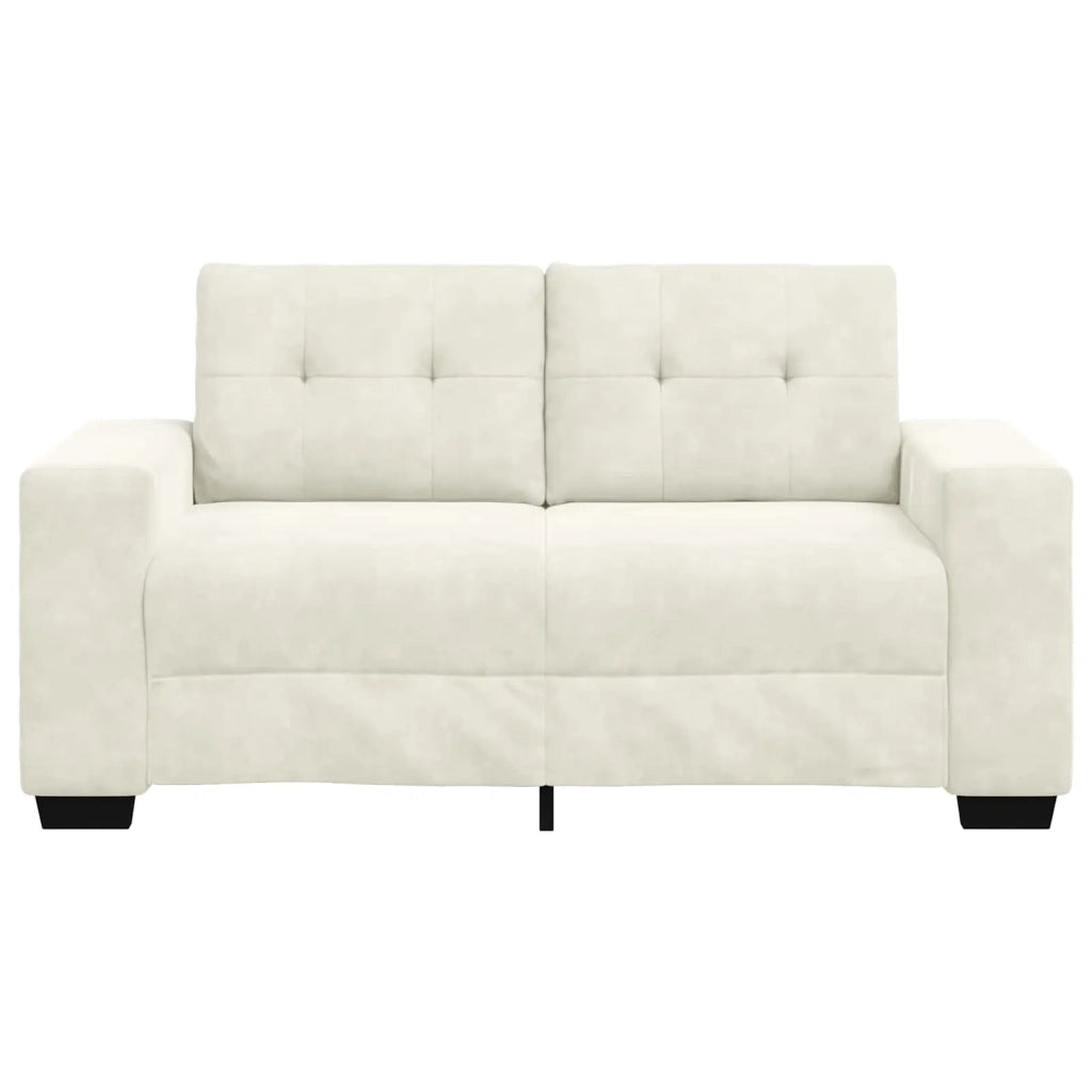 Divano a due posti con cuscino-Sofa 2 Posti Crema Velluto