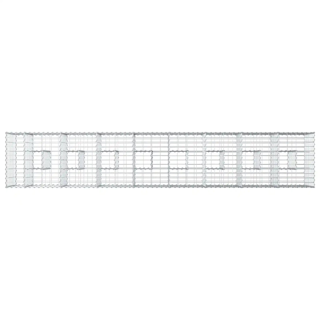 Letto rialzato in gabbione 2 pz 340 x 60 x 55 cm Argento 3422230