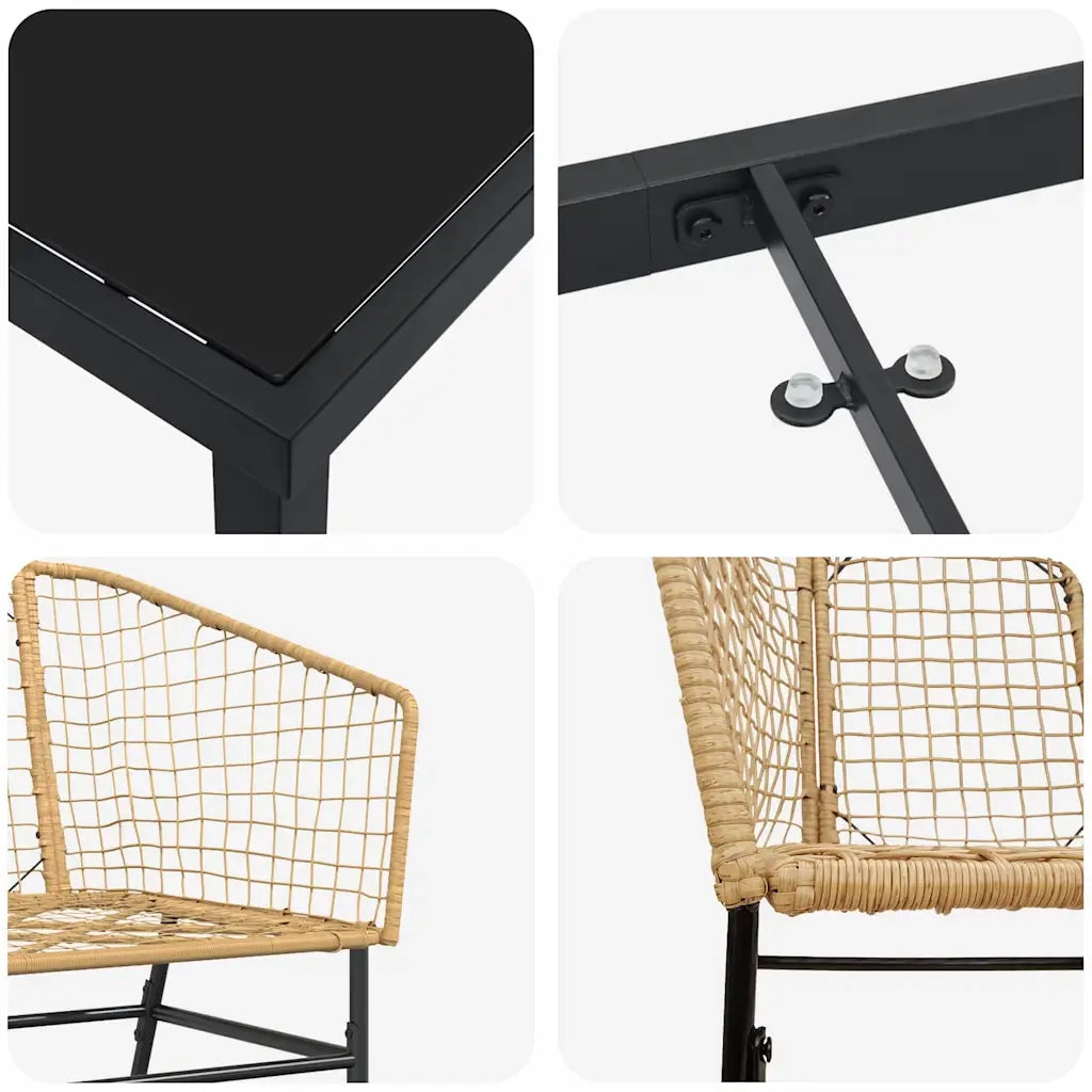 Set da Pranzo per Giardino 7 pcs Marrone polyrattan 3380902