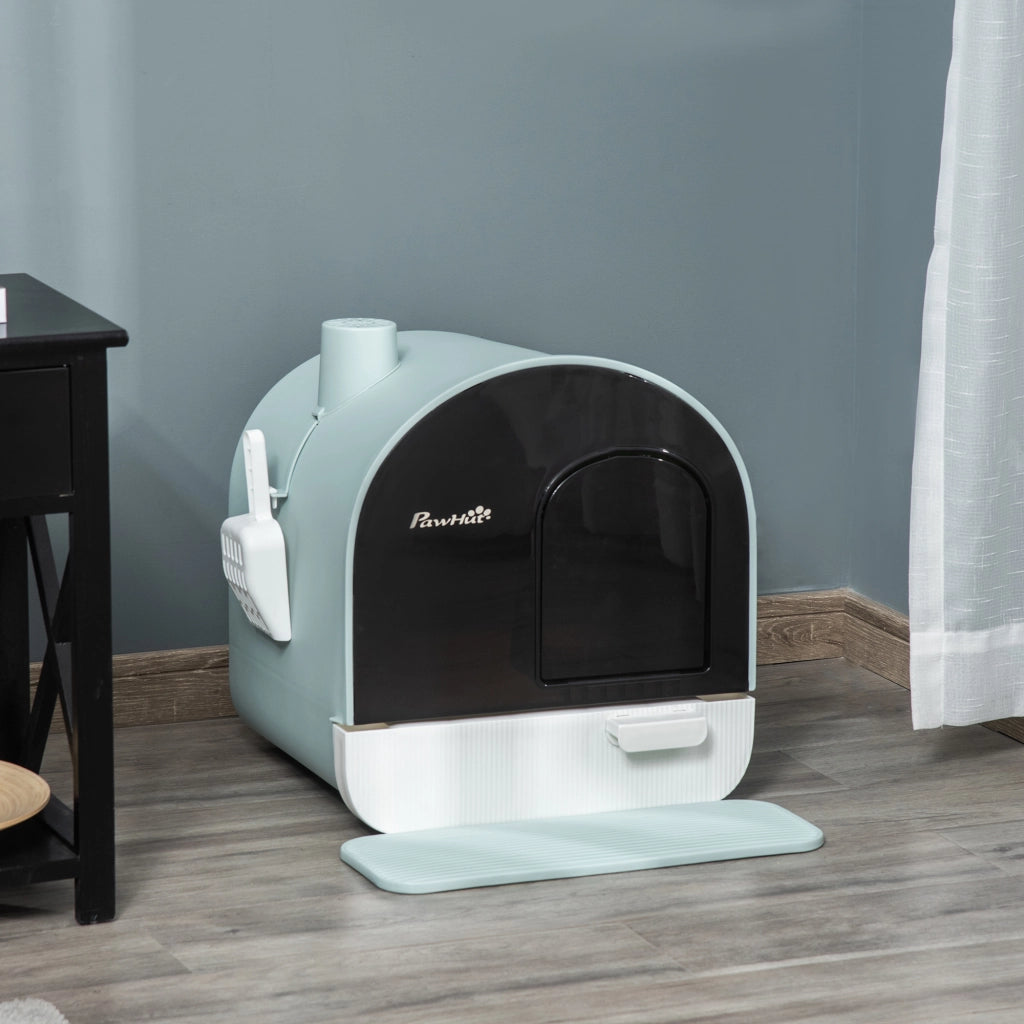 Lettiera per gatti con coperchio ¨C Xylo ¨C Verde 43x44x47cm con paletta e tappetino