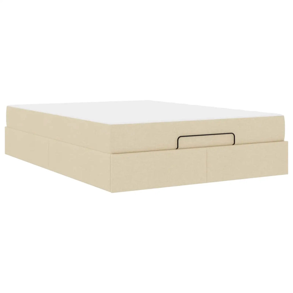 Struttura letto con materasso con materasso 2 pcs Crema Tessuto