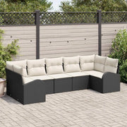 Set Divano da Giardino 7 pcs Nero e Bianco polyrattan