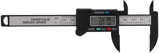 Strumento di misura digitale con schiacciamento - Misuratore LED con alta precisione - Conversore da pollici a millimetri - 0-100 mm - Nero