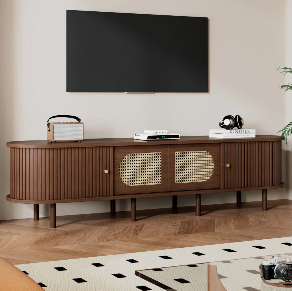 Mobile TV 180x40x40 cm con 2 ante e 2 serrande in MDF rovere scuro