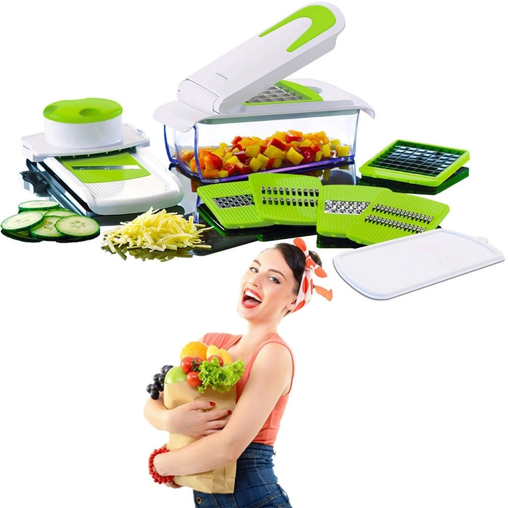 Trade Shop - Tagliaverdure 7 In 1 Frutta Trita Affetta Casa Cucina Verdure Taglia Tutto -