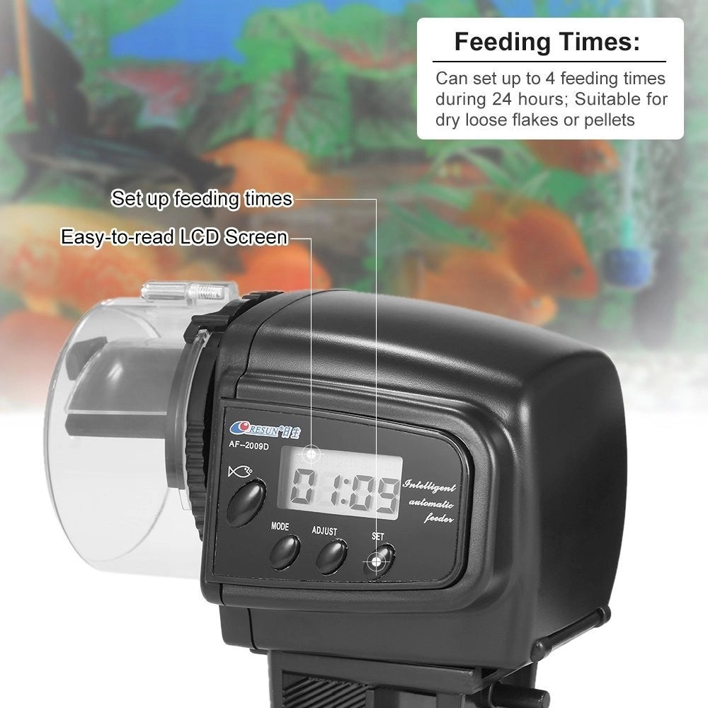 Trade Shop - Dosatore Distributore Cibo Pesci Con Timer Display Lcd Per Acquario Automatico -