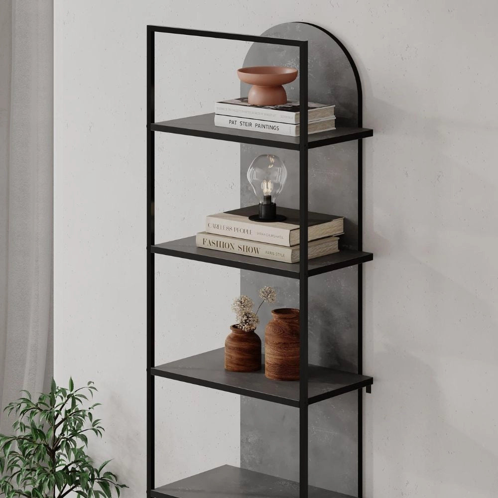 Libreria Archy 5 ripiani colore retro grey 53x31.7x180H – Eleganza industriale e spazio funzionale