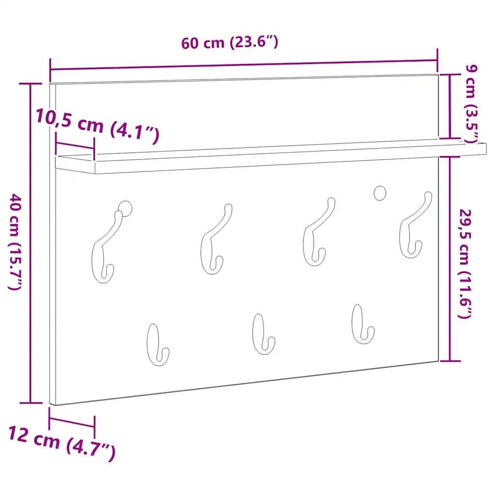 Appendiabiti a muro Bianco 60 x 40 x 12 cm Legno multistrato CFW6138031