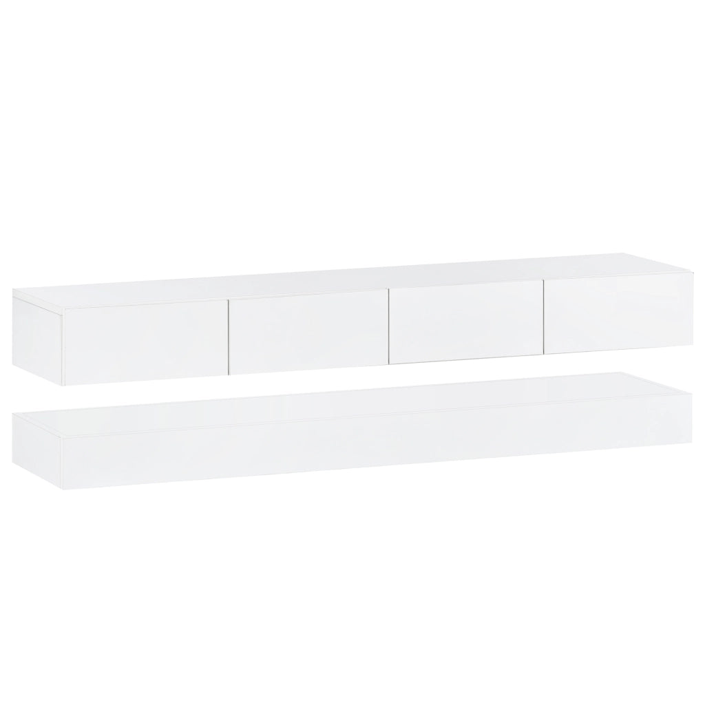 Mobile TV sospeso bianco 130 cm con illuminazione LED