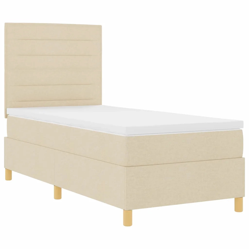 Letto a Sorgente LED con materasso Crema 80 x 200 cm Tessuto